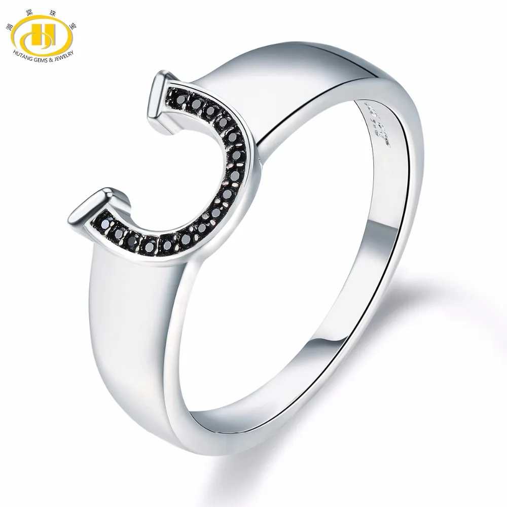 

Hutang Natural Gemstone Spinel S925 Sterling Silver Horseshoe Ring For Men Luck Symbol Fine Fashion Stone Jewelry New 2018