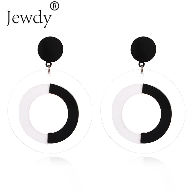 

Cheap Resin Big Round Statement Earrings Women Party Gift Wholesale Trendy Black White Earring Bijoux Jewelry Fashion New Design