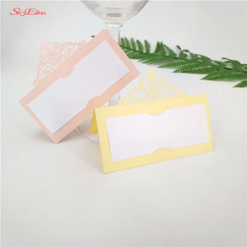 50pcslot new muti colors table decoration card namePearlscent Paper Card card for party and wedding favor with5z SH873 (68)