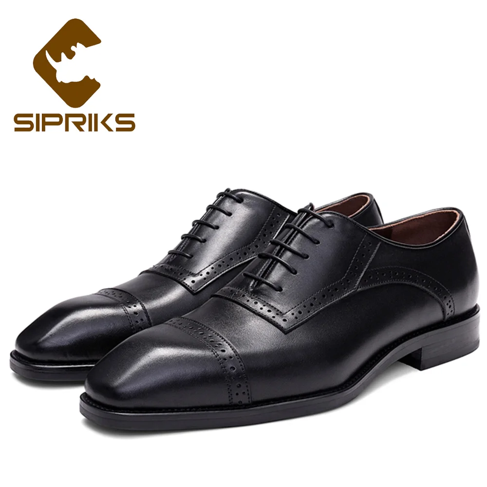 Sipriks Luxury Rubber Soled Quarter Brogue Oxfords Cap Toe Dress