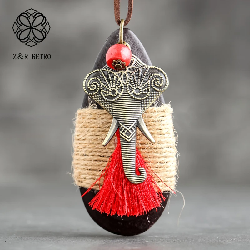 

Elephant Trunk Unicorn Necklace Tassels Personalized Necklace Friend Chains Vintage Rope Necklace Jewelry Pendant 4.5*9cm