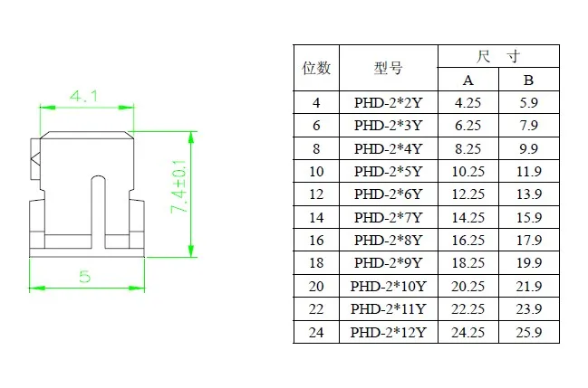 100 шт. PHD кабели полуфабрикаты для PHD двухрядные корпуса разъем 26AWG 200 мм длиной