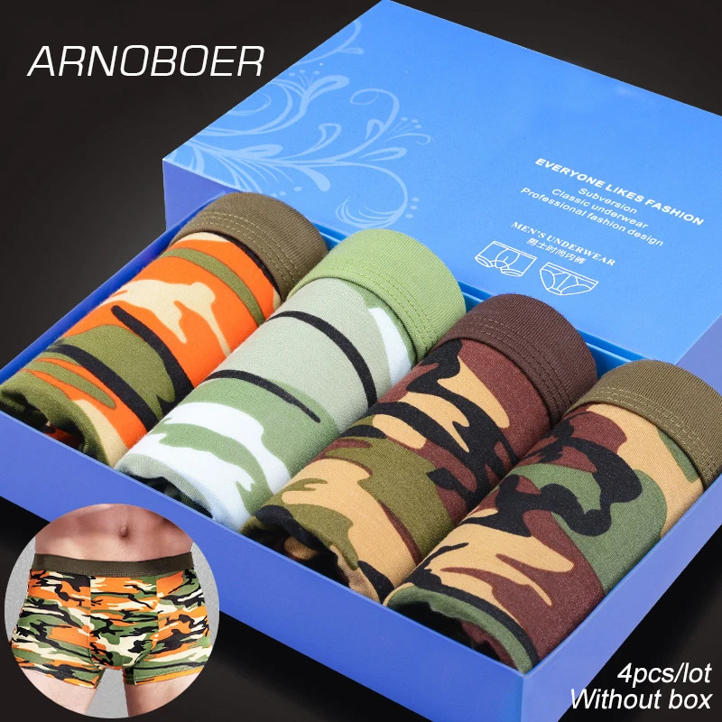 

4pcs/lot Camouflage men boxer Military style underwear male boxer shorts modal Breathable elastic boxer para hombre