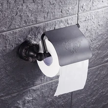 Европейский медный рулон бумаги для ванной, винтажный, античный держатель для туалетной бумаги, полка черного цвета, ретро кухонный держатель для бумажной ткани