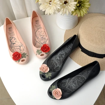 

Melissa Women Shoes Original Beauty Beast Rose Flowers Women Jelly Sandals 2019 Women Sandals Melissa Jelly Shoes Soft Bottom