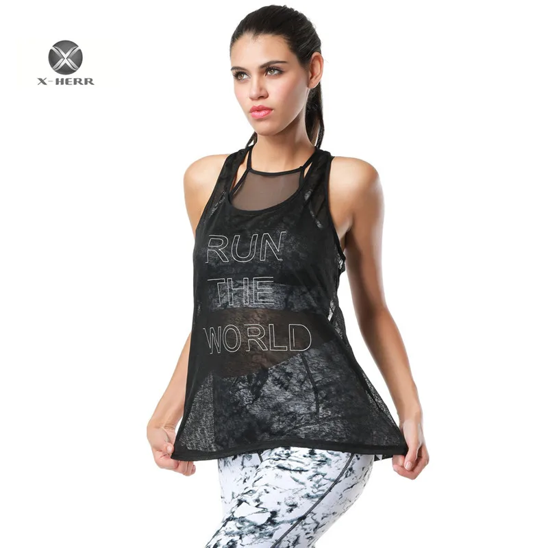 X HERR Sheer Mesh See Through Running Vest Green Black Quick Dry