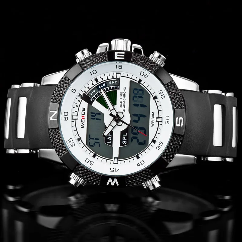WEIDE мужские часы люксовый бренд спортивные кварцевые цифровые светодиодный