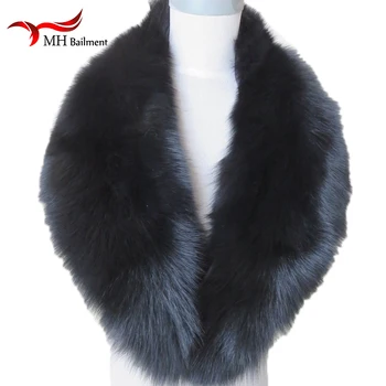 

Genuine Fox Fur Collar For Women Winter Fox Fur hijab Scarf 100% Natural Fox Collar Neck Warmer Black shawl luxury scarves femme