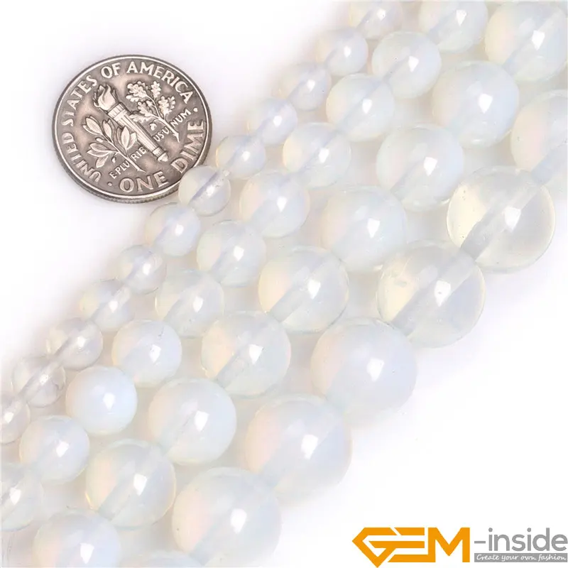 

6 8 10 12mm White Opalite Loose Spacer Round Accessorries Beads For Jewelry Making Strand 15" DIY Bracelet For Women Gifts