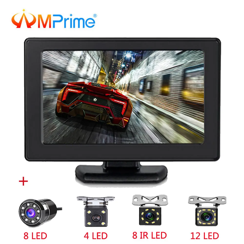 AMPrime 4,3 "экран автомобиля заднего вида монитор HD TFT ЖК-дисплей цифровой дисплей для заднего вида камера Авто Парковка Резервное копирование