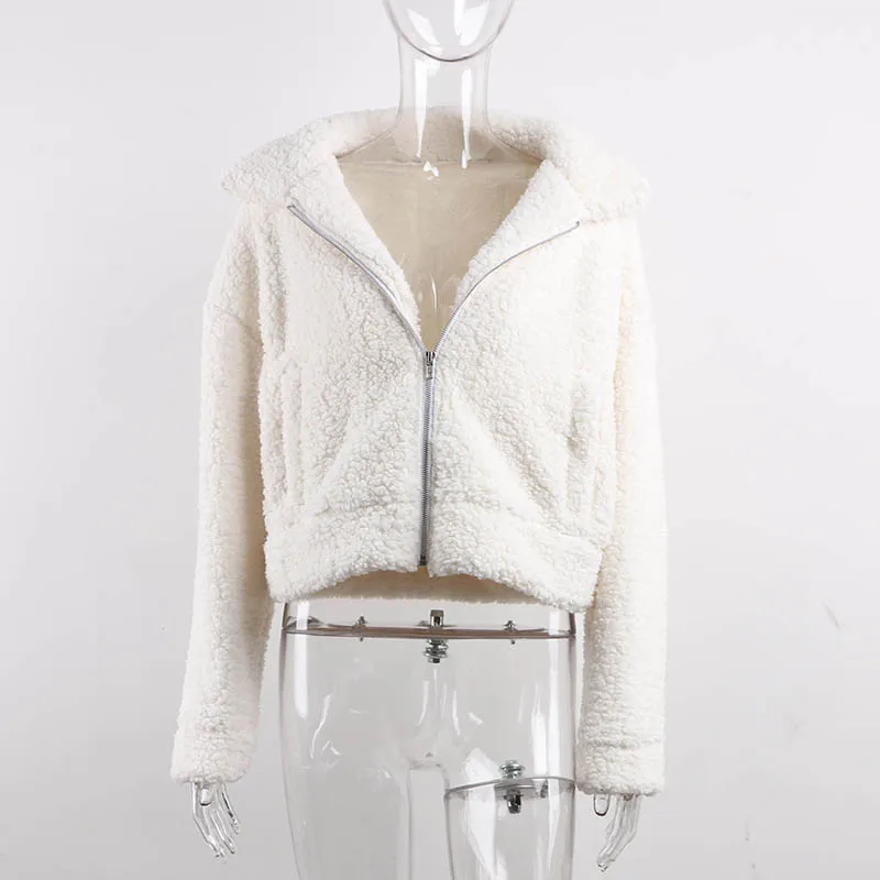 Nadafair плюшевое пальто женское зимнее пальто из искусственного меха толстого размера плюс пушистые карманы плюшевая куртка Женская Осенняя верхняя одежда