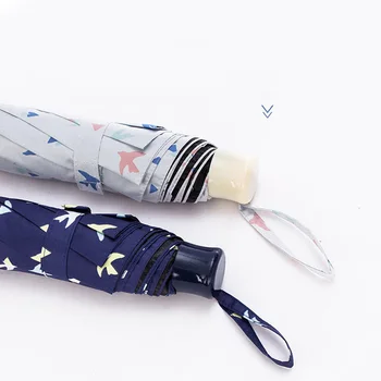 

New bird sun Umbrella Rain Women three Folding Male Uv sun Umbrella Men Guarda Chuva Parasol Paraguas Parapluie Sombrinha girls