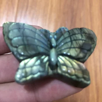 

1pcs Muito raro rico gemas naturais labradorite esculpida borboleta azul