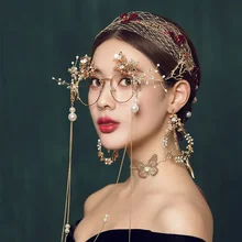 Модная Золотая жемчужина головной убор невесты Свадебная заколка для волос