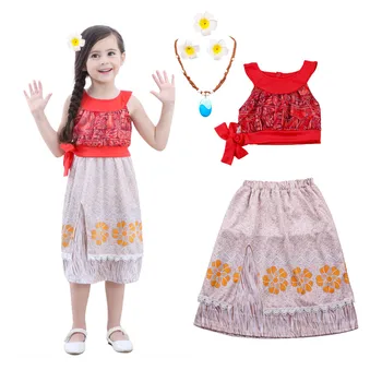 

2018 Summer Moana Dress Little Girls Adventure Outfit Children Princess Dress Kids Beach Dress Party Cosplay Costume