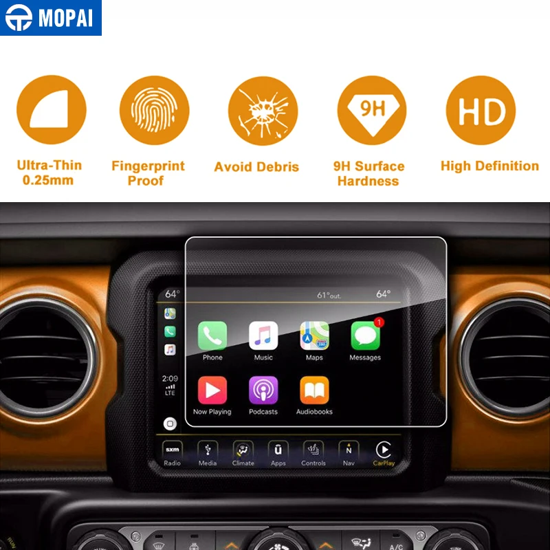 MOPAI Car Stickers for Jeep Wrangler JL 2018 GPS Navigation Screen Protector Decoration for Jeep JL