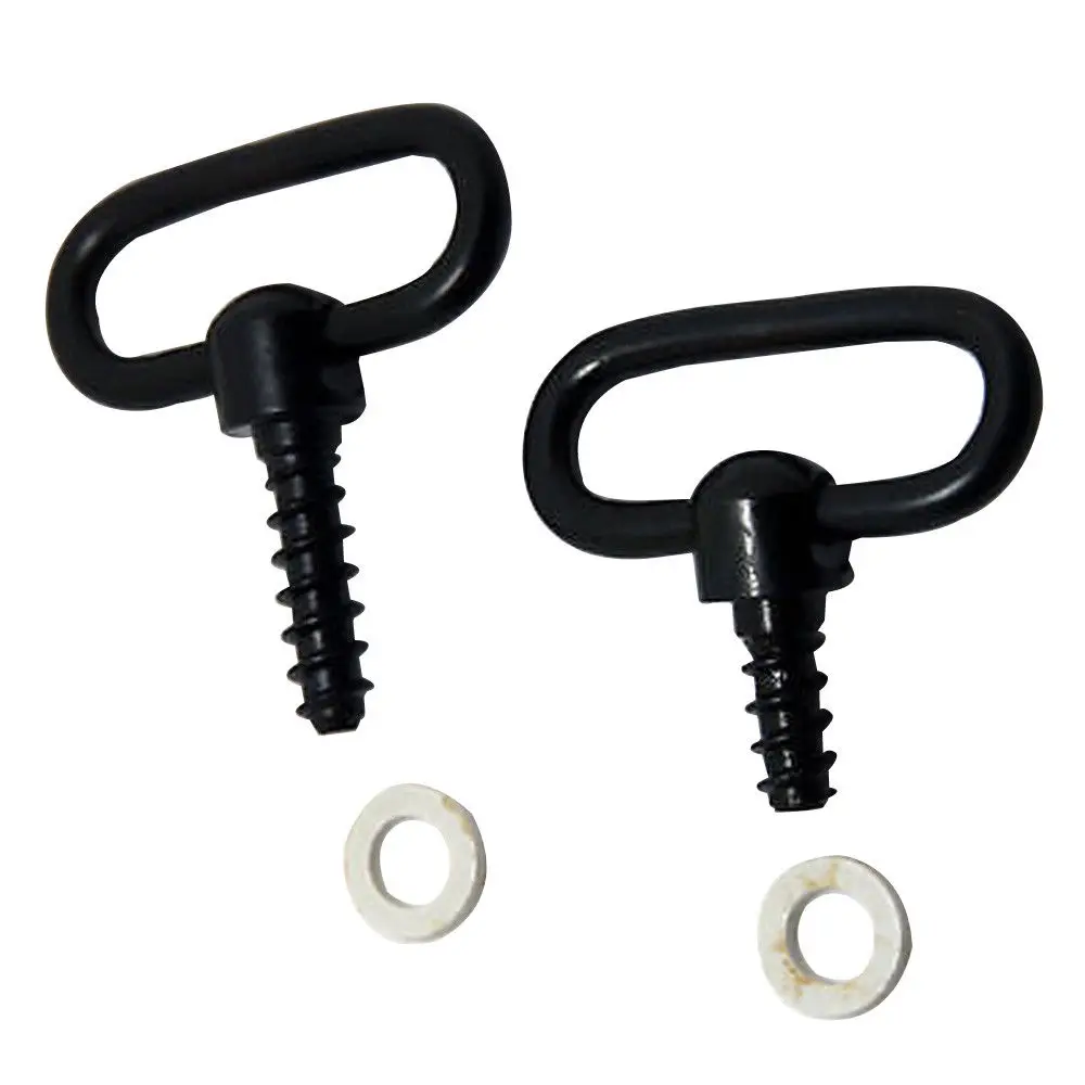 

Rifle Gun Sling Mounting Set Steel 1" OR 1.25" Swivels & Screw Stud Base Black