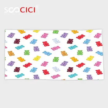 

Custom Microfiber Ultra Soft Bath/hand Towel,Sweet Decor Colorful Gummy Bears Kids Candy Yummy Jelly Playroom Kids Baby Nursery