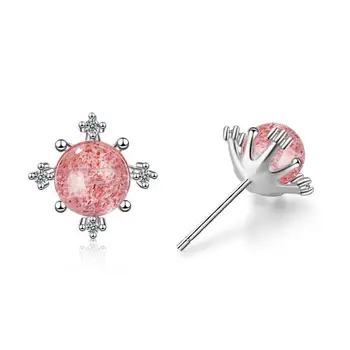 

Snowflake Strawberry Crystal Zircon Earrings For Women Trend Creative 925 Sterling Silver Jewelry Party Gift Oorbellen SAE155