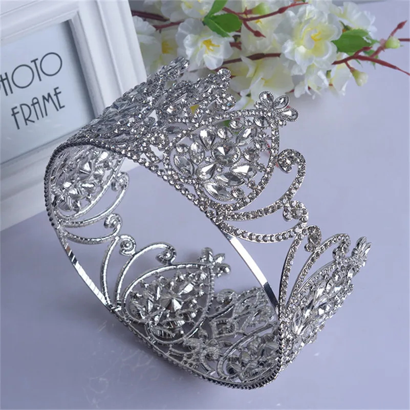 

CC wedding crown big crown pageant luxury flower shine crystal hair accessories for bridal engagement fashion jewelry gift HG160