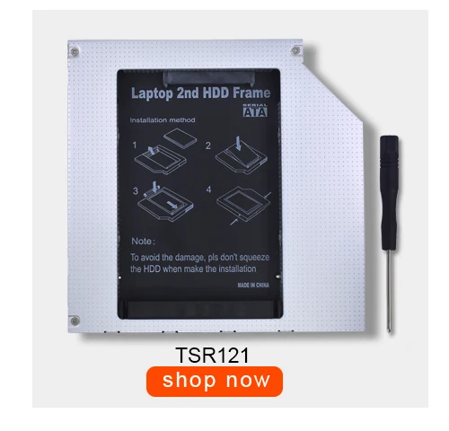 TISHRIC алюминиевый 2-ой HDD Caddy 12,7 мм IDE to SATA 3,0 адаптер для 2," SSD HDD DVD чехол Корпус для ноутбука CD-ROM Optibay