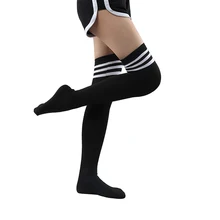 Винтаж harajuku полосатые женские длинные сексуальные теплые Бедра Высокие гольфы длинные хлопковые носки для девочек