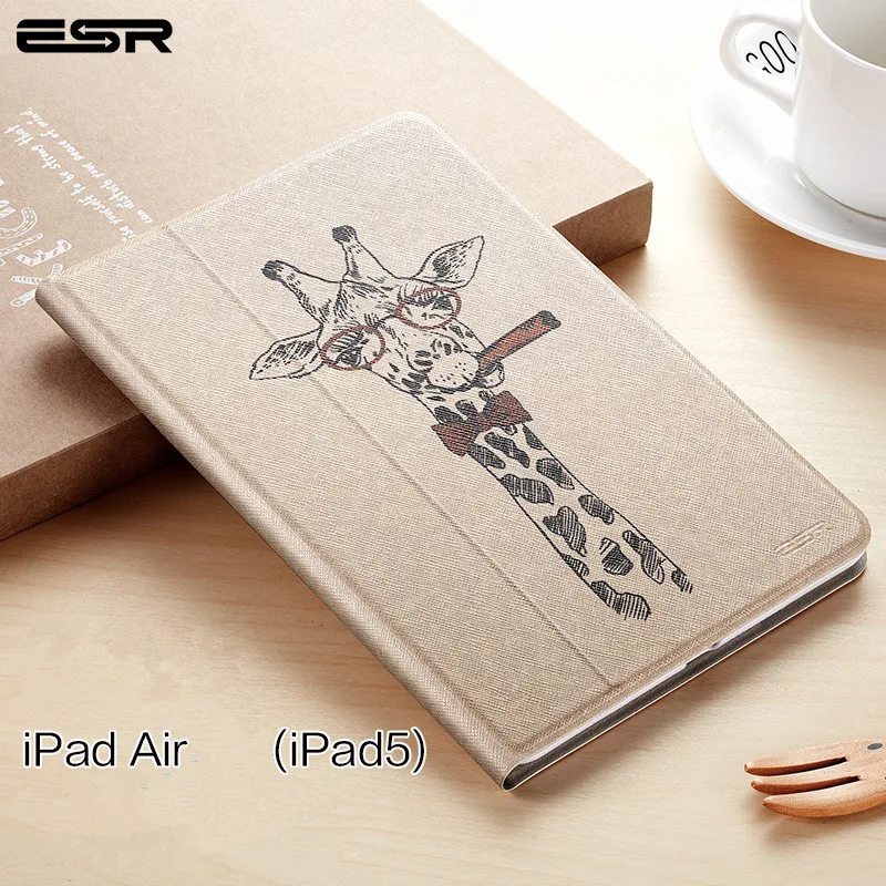 

ESR Illustration Case for IPad Air Cover PU Leather Ultra Slim Light Weight Trifold Smart Cover Case for IPad Air for IPad 5