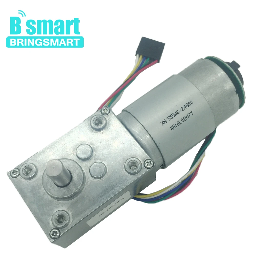 Bringsmart 24 V 12 V мотор-редуктор постоянного тока с червячным кодировщик коробки передач 12-470 RPM обратный самоблокирующийся замок для автоматического обеденного стола