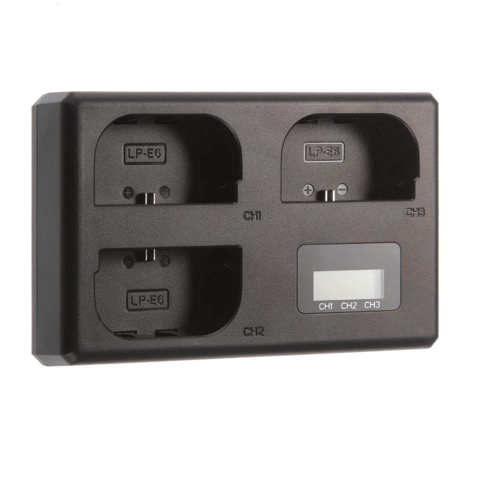LCD Triple 3 Battery Charger USB For Canon LP-E6(N) 6D 5D Mark II III IV 80D 70D R5C R5 R6