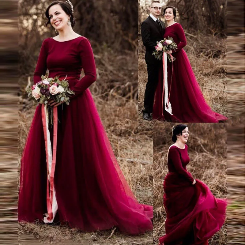 burgundy tulle bridesmaid dress