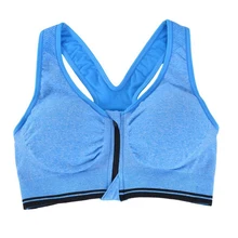 SZ-LGFM-Women’s Zip Sports Bras No rims Yoga Bras Tank Top Zip Shakeproof High Intensity Push Up Blue