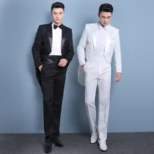 Полиэстер смокинг мужской тонкий жених свадебное платье мужской костюм коммандер сценический ведущий костюм