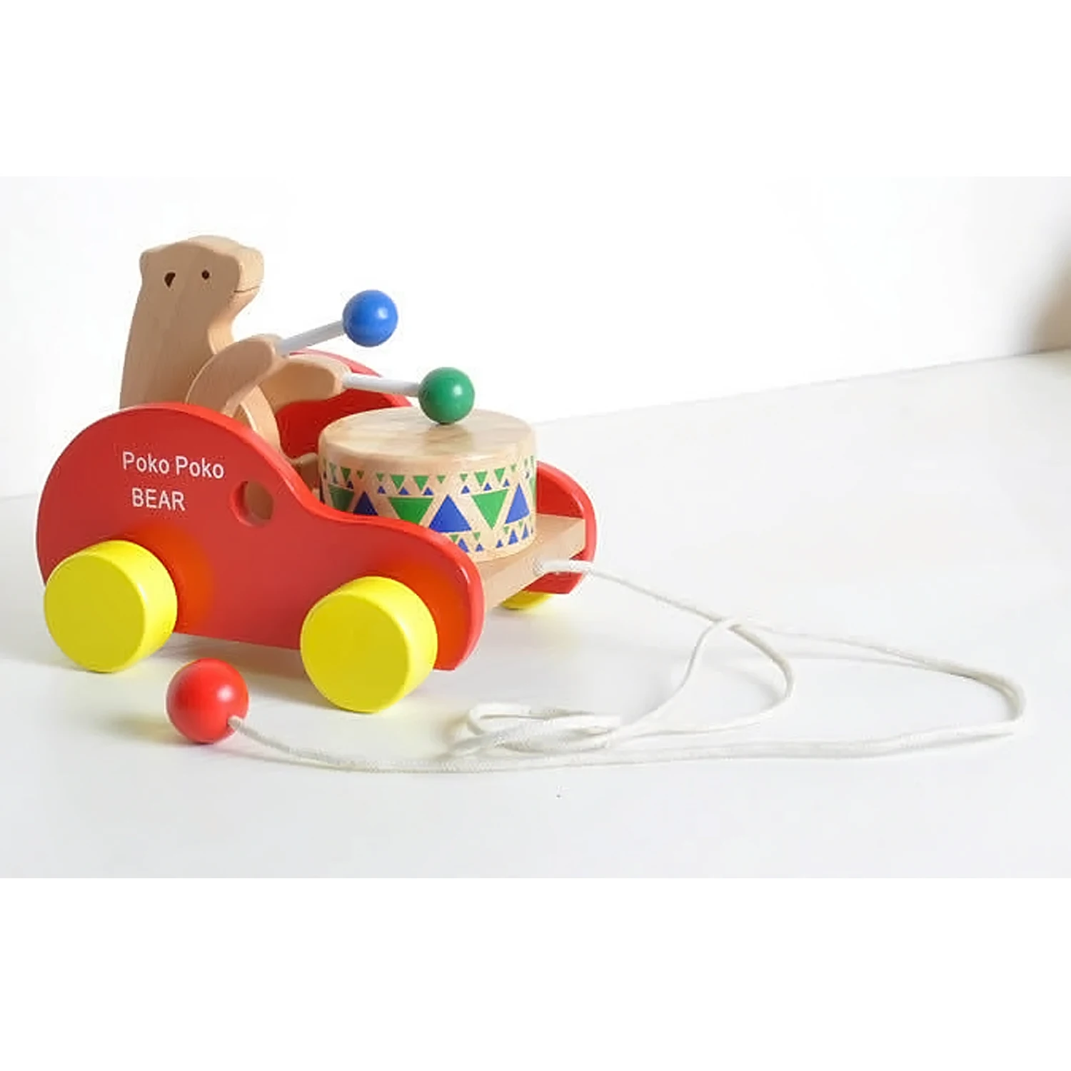 Для ребенка Симпатичные Мультяшные животные каваи деревянные игрушки тянуть автомобиль грузовик Cub медведь Beats Drum Музыкальные Развивающие игрушки подарки колышки игры