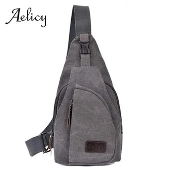 

Aelicy Mens Outdoor Sports Crossbody Bags Canvas Chest Pack Simple Short Trip Messengers Bag Unbalance Shoulder Bag