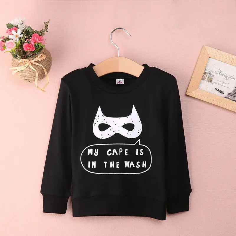 

2017 Batman mask cape Kids Baby Boy Long Sleeve Jumper Sweatshirts Toddler t-Shirt Tops Clothes My Cape Is In the Wash Printed