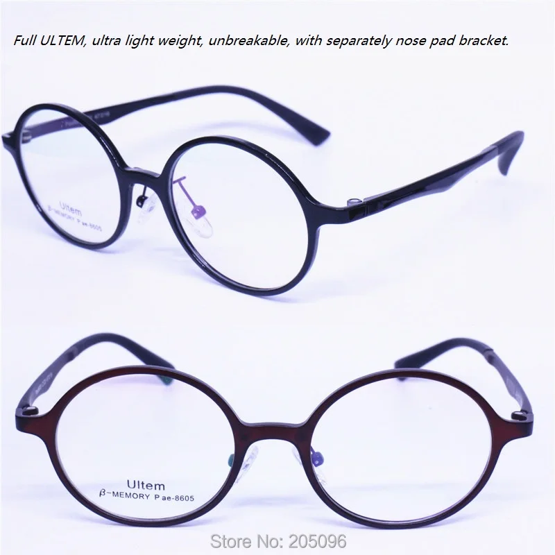 

hotsale 8605 round full-rim silicone adjustable nose pad ultra lightweight ULTEM prescription glasses frames free shipping