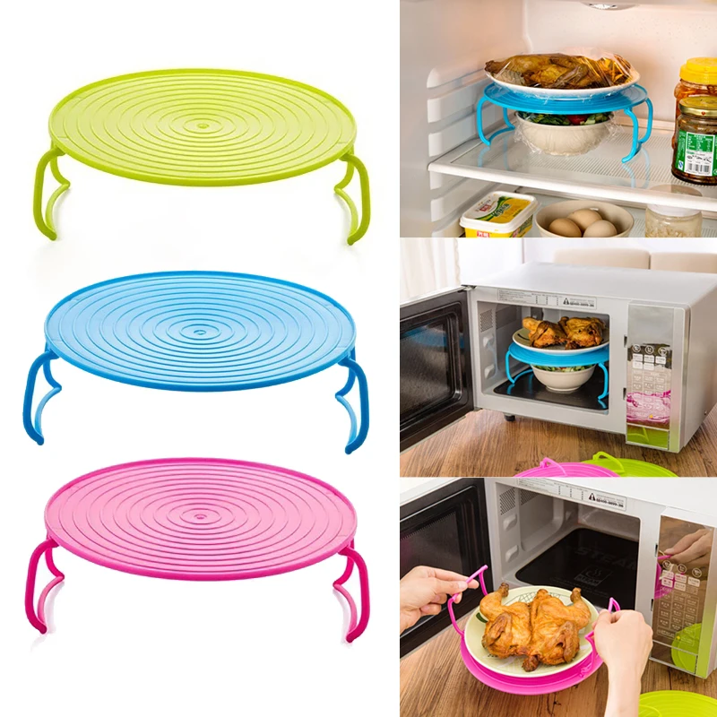 

Multi-functional Kitchen Storage Shelf Table Microwave Oven Rack Food Heating Tray Rack Shelf Double Layer Bowl Holder Organizer