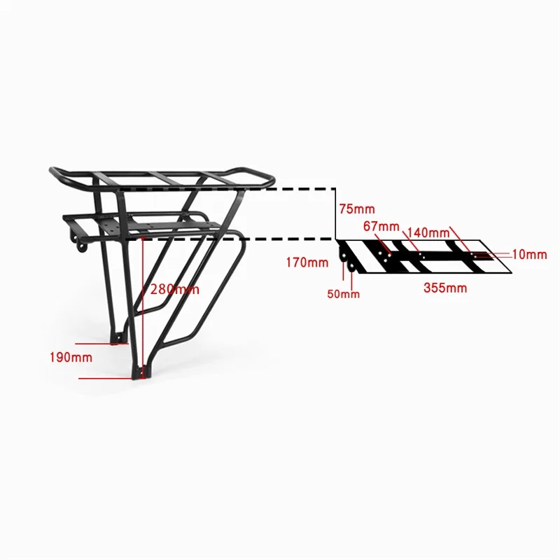 Top Electric Bicycle 48V17.5Ah Rear Rack Battery for Bafang BBS01 02 Big Capacity EBike Cell Luggage Rack US/EU/AU/UK E Bike Charger 4