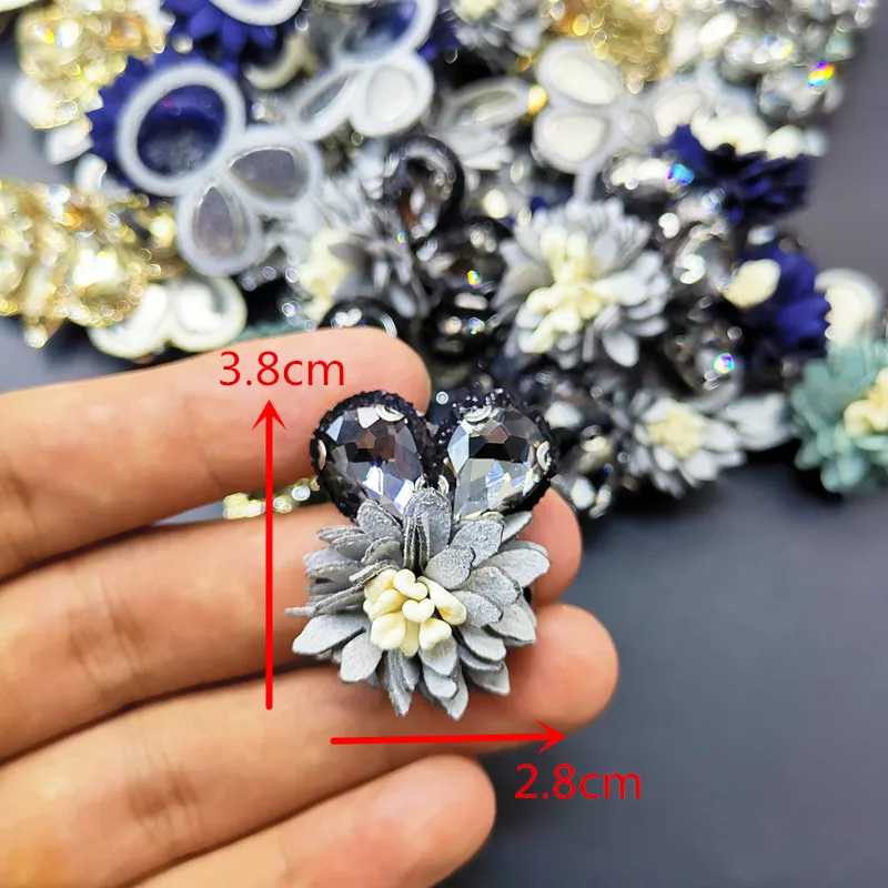 Высокое качество железа на кристаллах бисером патчи Горячая фиксация аппликация из страз для невесты створки платье сумки декор обувь цветок - Цвет: Rabbit gray