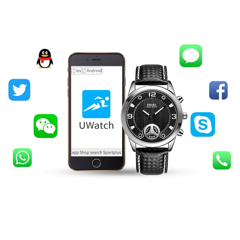 Цифровые Bluetooth часы SMAEL мужские спортивные военные водонепроницаемые relogio masculino