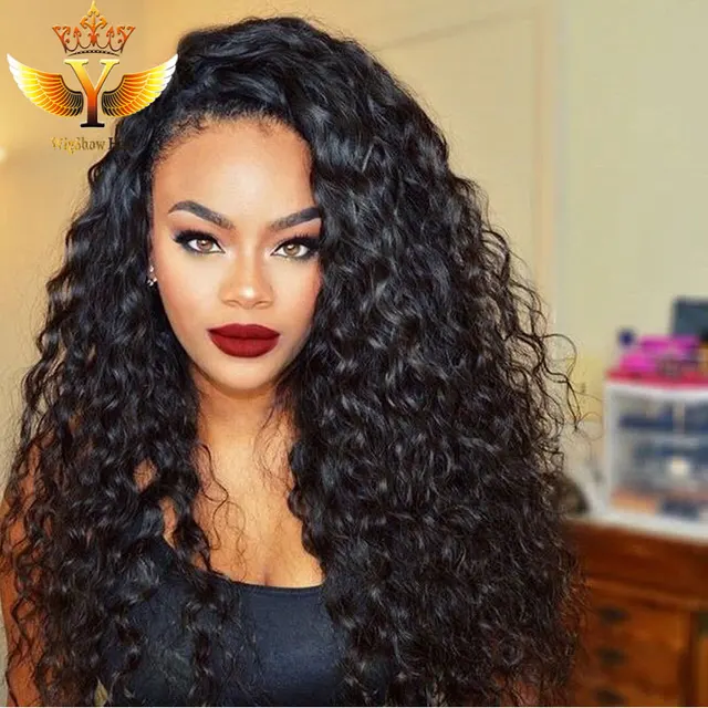 Deep Curl Human Hair Full Lace Wig Remy Indian Hair Glueless Full ...
