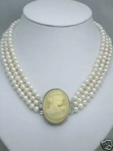 

Free shipping Beautiful 7-8MM real pearl necklace with shell clasp ##a #a