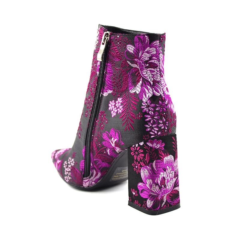 Весенние элегантные ботильоны на высоком каблуке; женские роскошные брендовые ботинки с острым носком; женские короткие ботинки с вышивкой; большие размеры 32-43