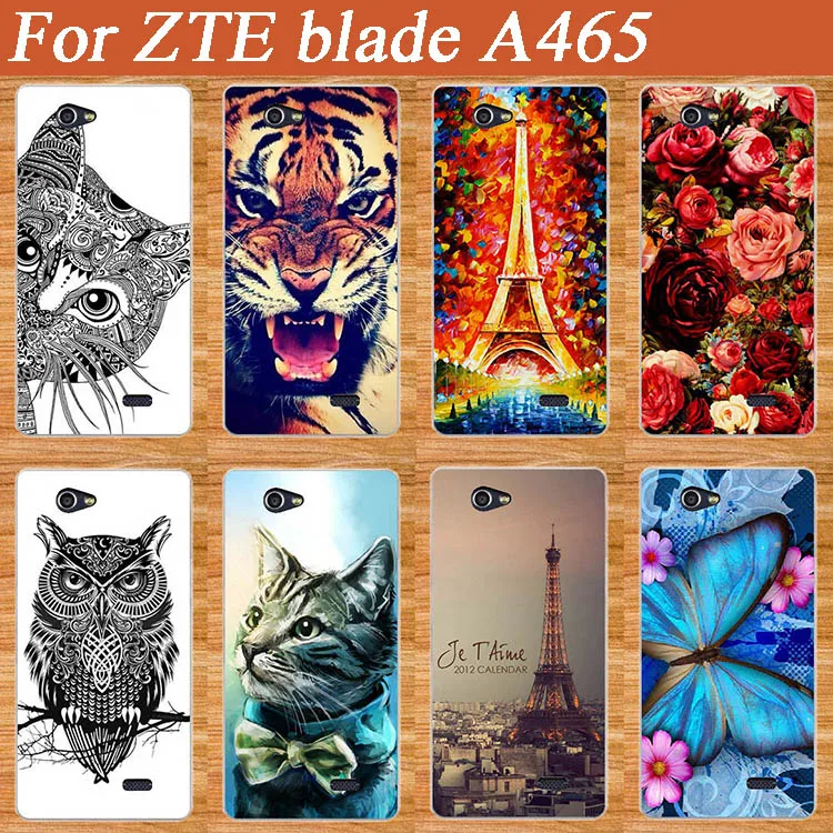 

Fashion Diy Painting Colored Tiger Owl Rose Eiffel Towers Soft tpu Case Cover For ZTE Blade A465 Cases Sheer Free Shipping