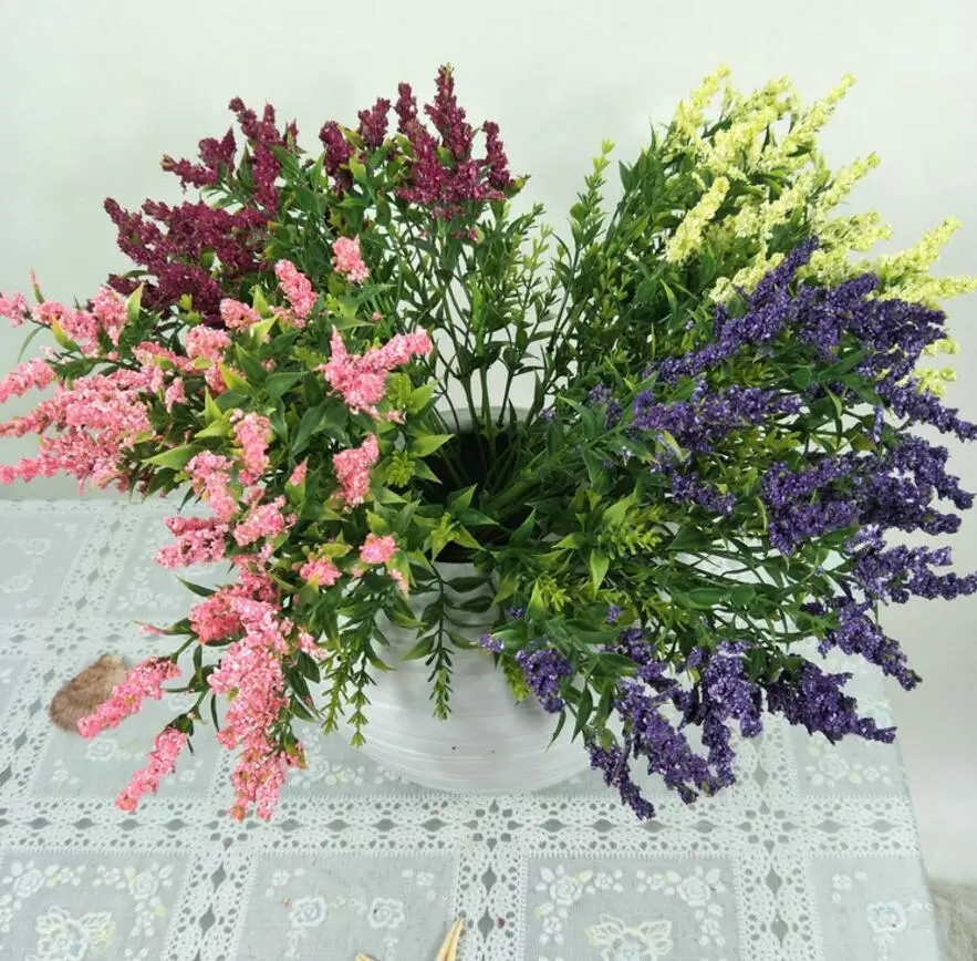 

10pcs Artificial Lavender Branch Plant Wall For Flower Arrangement Props Wedding Bouquet Home Bar Hotel Decoration