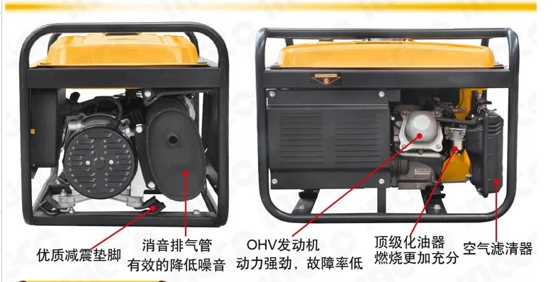Portable 2,500W Gasoline Generator with Recoil Starting 4 stroke displacement 210cc Portable 2,500W Gasoline Generator with Recoil Starting 4 stroke displacement 210cc