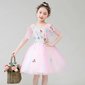 

Baby Infant Summer Cute Pink Birthday Wedding Party Princess Fluffy Ball Gown Dress Little Girls Host Pageant Puffy Short Dress