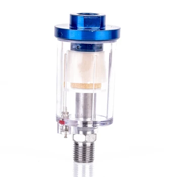 

Mayitr 1pc Water Filter 1/4" Blue Air Line Mini Filter Trap Clear Painting Moisture Tool