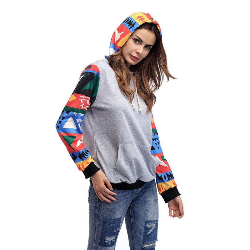 

Japan Hooded Sweatshirts Patchwork Print Long Sleeve Autumn Lady Hoody Red Black Colorful Knit Cotton Drawstring Casual Hoodies