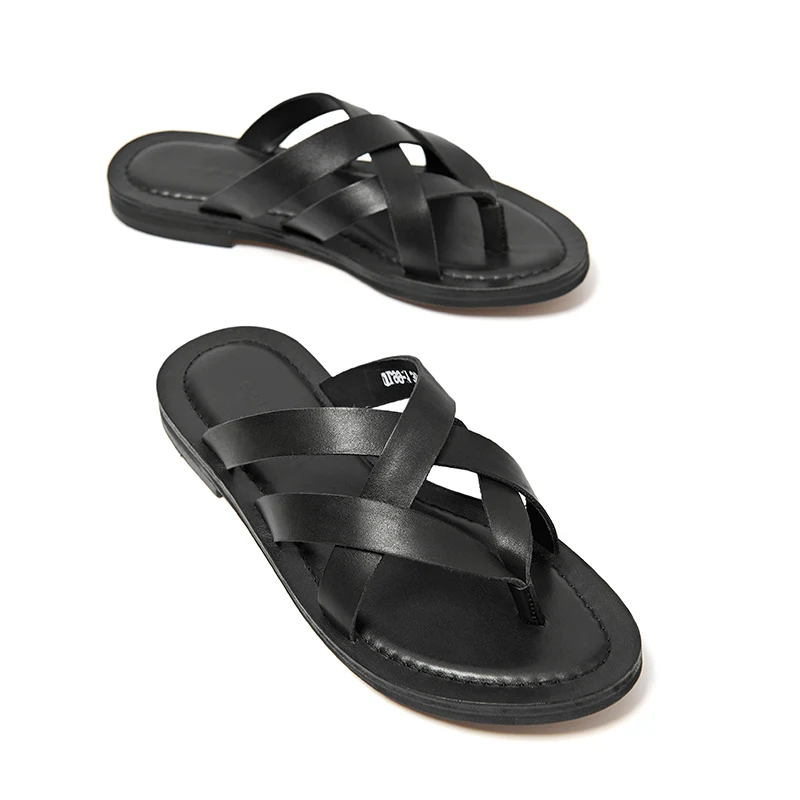 Frauen Kalbsleder Qualität Handgemachte Weichen Hausschuhe Beautoday Flip Stil Leder Sommer Echtes brownish yellow Gladiator dark Black Flopstop coffee 36049 C8fqP4Pw